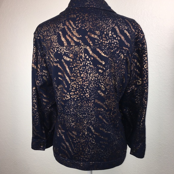 Plus Navy and Copper Animal Print Light Jacket - Picture 5 of 6
